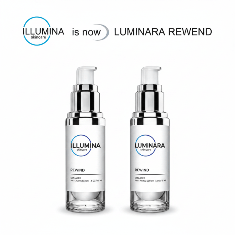 Illumina changed to Luminara skincare branding.